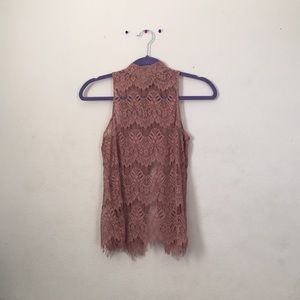 Blush pink lace blouse